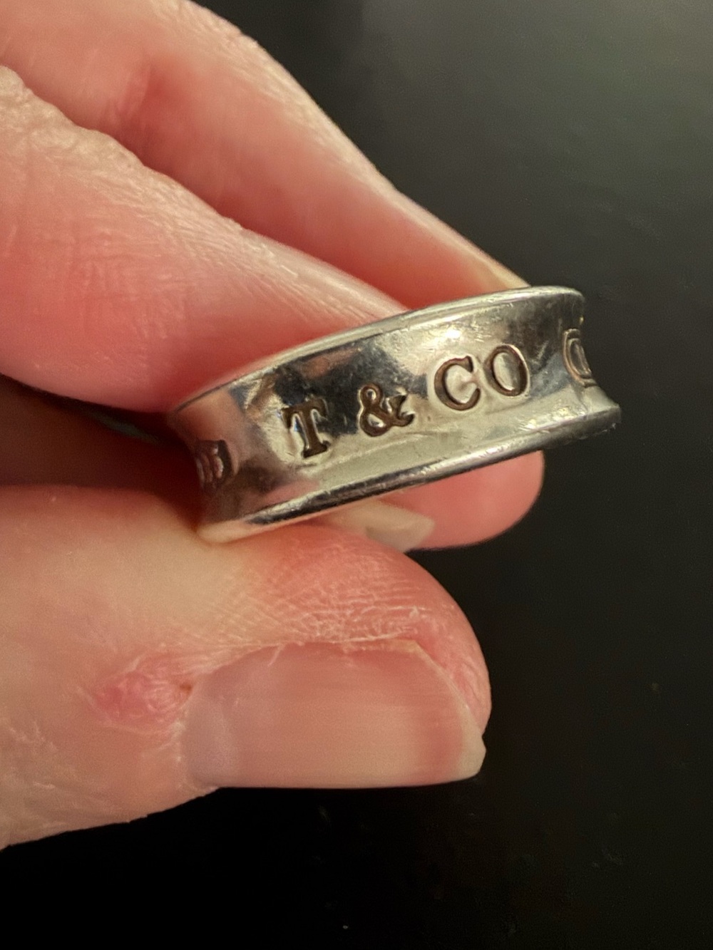 Tiffany 1837 Silver Wide Band Ring Sterling Size 5.75 Authentic